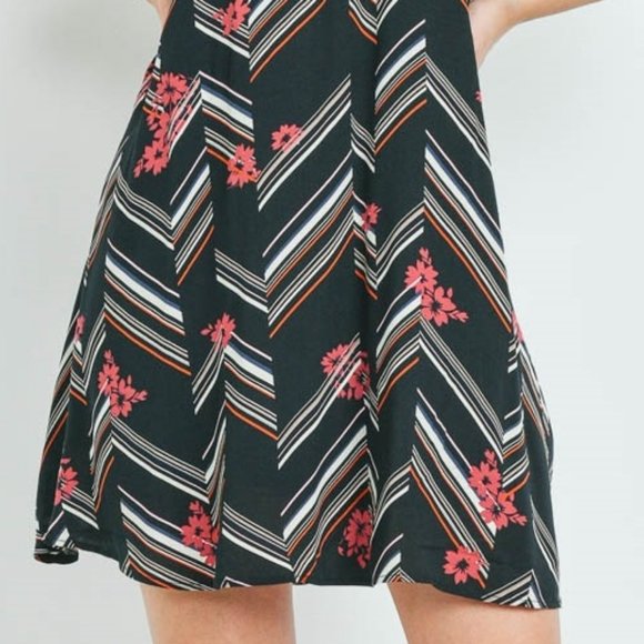 Mixed Print Mini Dress Black - Picture 10 of 11